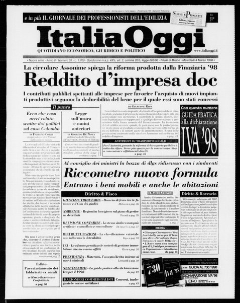 Italia oggi : quotidiano di economia finanza e politica